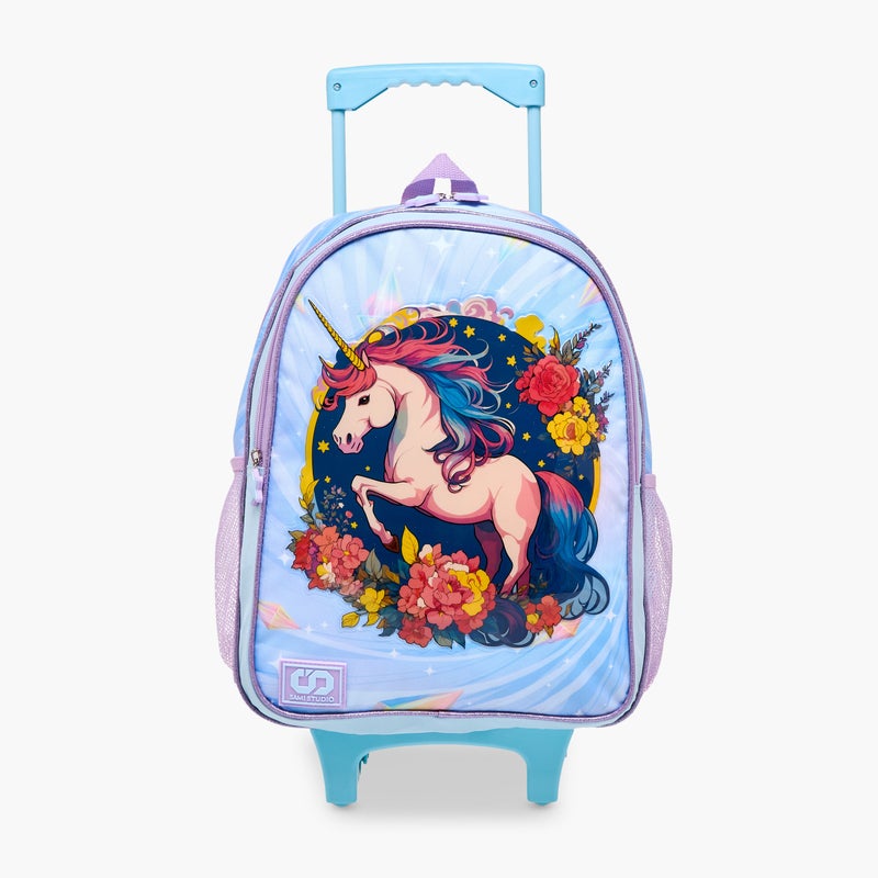 sami_studio 16 Inch Trolley-Unicorn-Set Of 5-2 Cmprt With Zip- (Polyester ) Multicolor \ 34X20X47.5 - Image 4